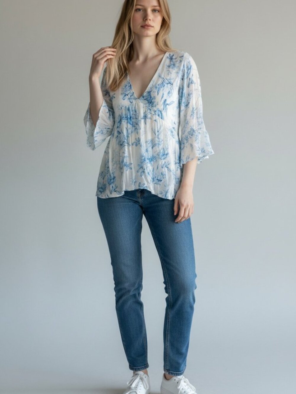 Viola Borghi Silk Blend Blouse Italy Floral Size L Lined Fairy Romantic Bell